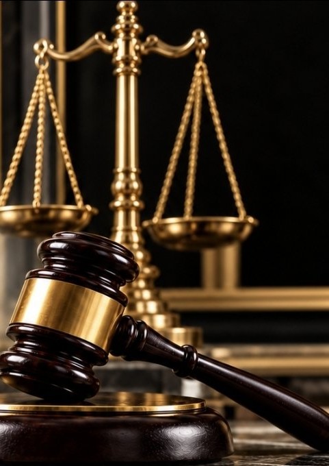 Judge's gavel and gold scales of justice