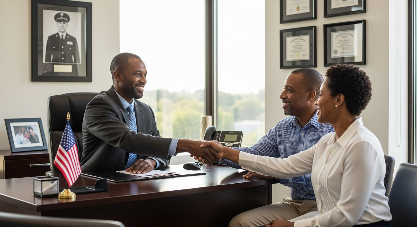 Sherman Alex Watts consulting with a military family about their veteran wealth roadmap.